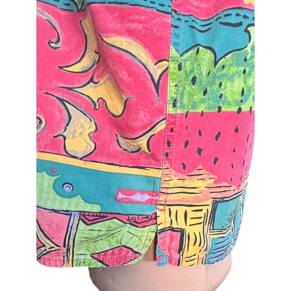 Vintage The Territory Ahead Abstract Tropical Patchwork Print Shirt Resort Top - Picture 4 of 9